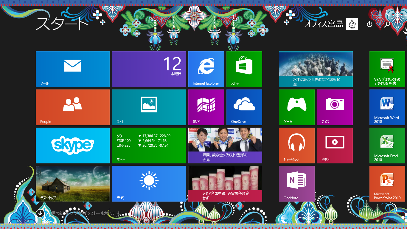 Windows 8.1のスタートスクリーン